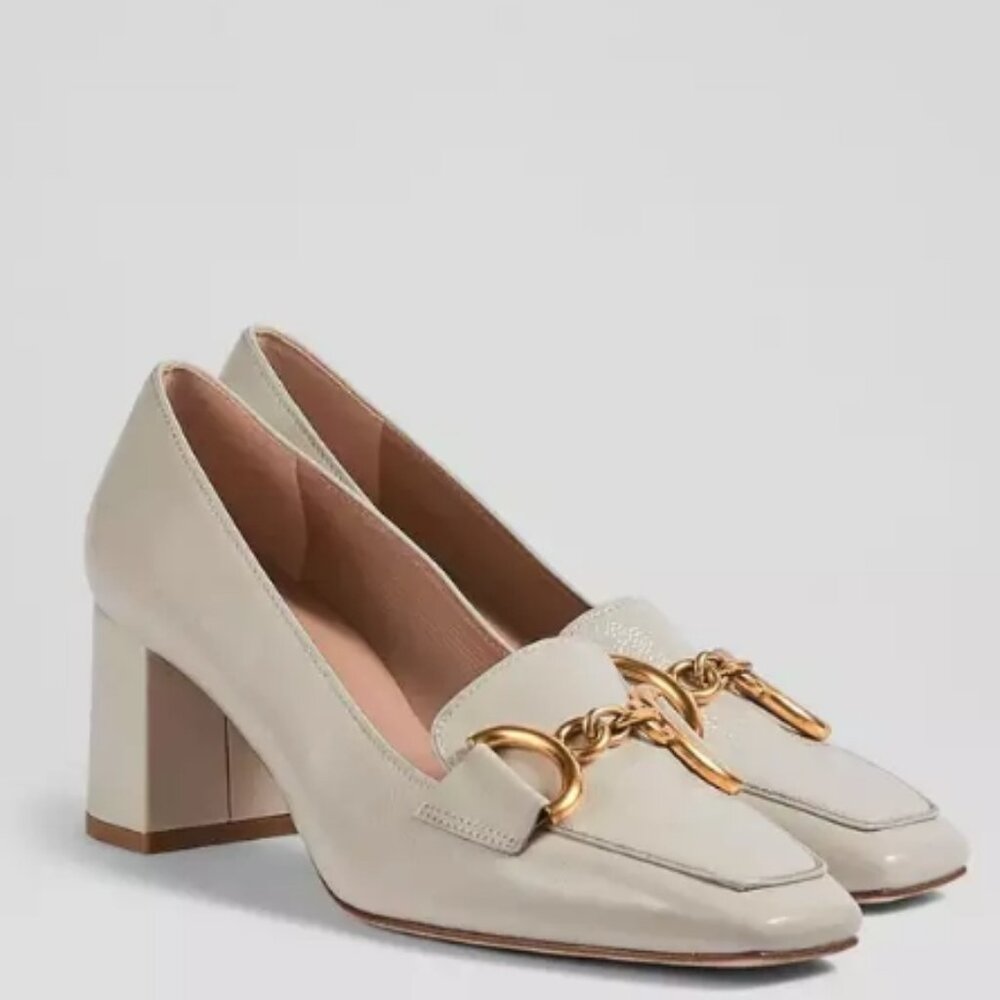Samantha White Crinkle Patent Snaffle-Detail Loafers/shoes/heels
